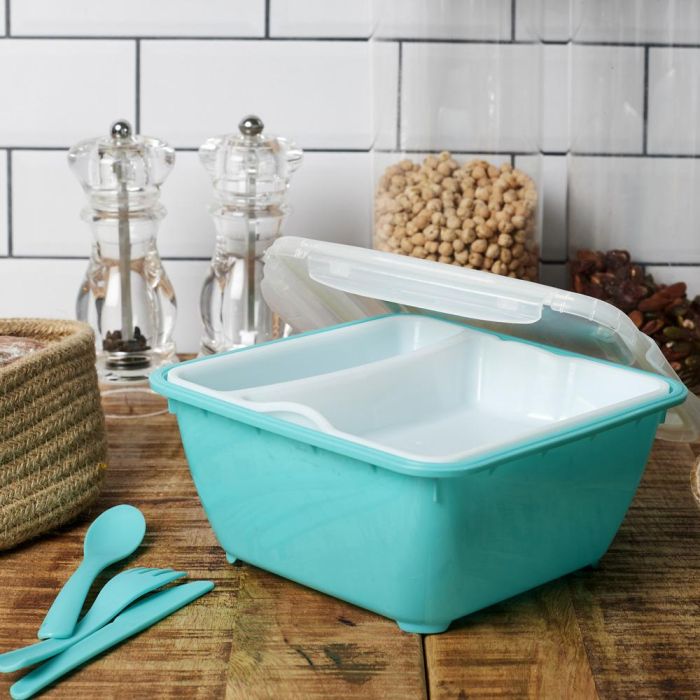 Cook Concept Fiambrera Take Away Con Plato Y Cubiertos Colores Surtidos 1