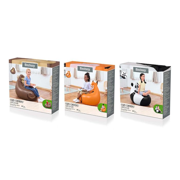 Bestway Sillon Hinchable Gigante Animales 72x72x64 cm +3 Años Interior y Jardin 75116 2