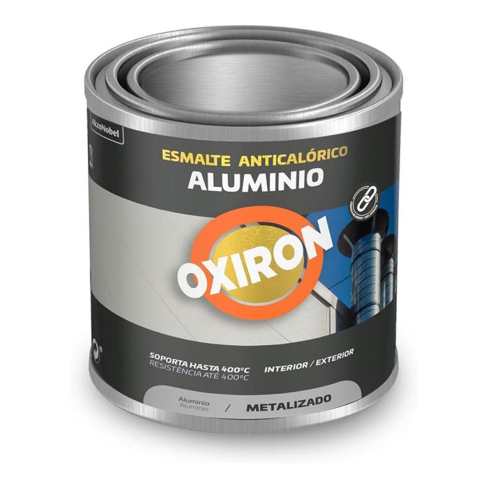 Oxiron Esmalte Anticalórico Aluminio Metalizado 250 ml – Pintura para Altas Temperaturas hasta 400°C