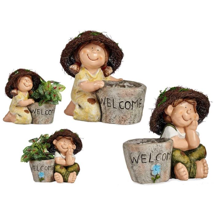 Maceta Welcome Niño Poliresina con Sombrero - Ibergarden 22.5x33.5x32.5 cm, Colores Surtidos (2 Unidades) Maceta Welcome Niño Poliresina con Sombrero - Ibergarden 22.5x33.5x32.5 cm, Colores Surtidos (2 Unidades)