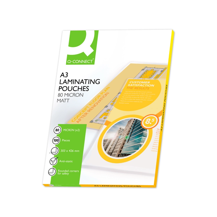Q-connect Bolsa de plastificar 303 x 426 mm 80 mc DIN A3 Mate Caja de 100 unidades 1