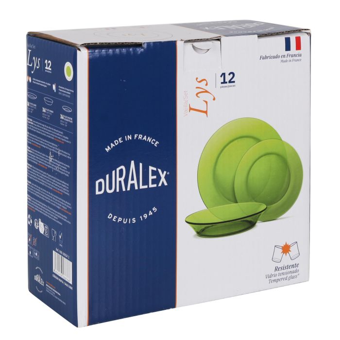 Duralex Vajilla 12 Piezas Verde Colección Lys (2 Unidades) 7