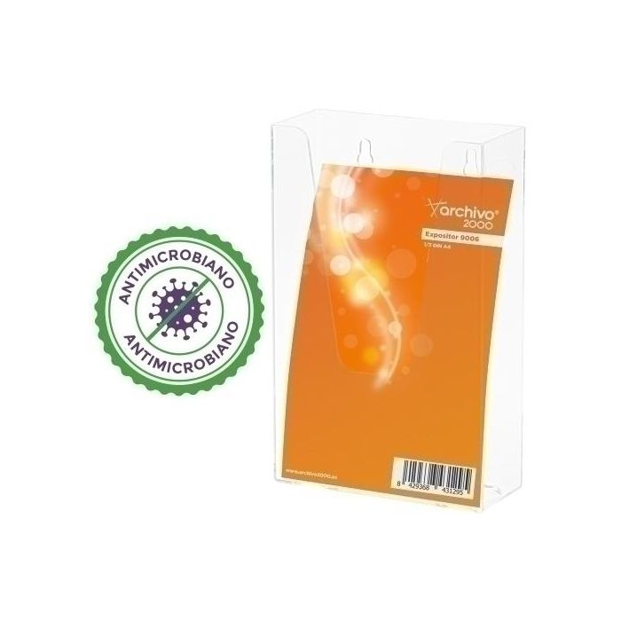 Expositor Mural Archivo 2000 Premium Antimicrobiano Sanitized 1/3 De A4 Vertical Cristal