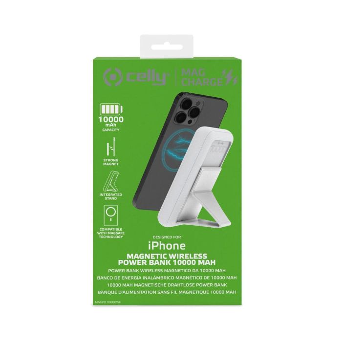 Celly Cargador Power Bank Inalambrico Compatible Magcharge 10K Mah Blanco 2 Celly Cargador Power Bank Inalambrico Compatible Magcharge 10K Mah Blanco 2