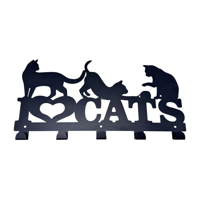 Perchero de Pared Versa Negro Metal Hierro Gatos 2 X 17 X 39 CM