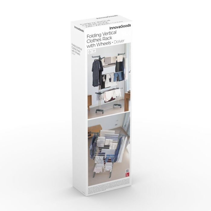 Tendedero Plegable Vertical con Ruedas Dolver InnovaGoods 24 Barras 5 Tendedero Plegable Vertical con Ruedas Dolver InnovaGoods 24 Barras 5