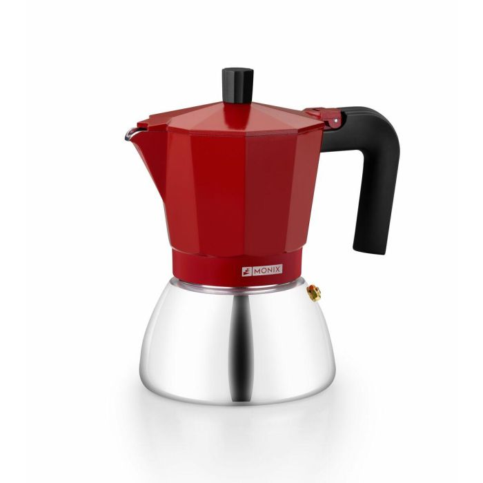 Cafetera Italiana Monix INOX RED 6T Rojo Acero Inoxidable 6 Tazas 8 Cafetera Italiana Monix INOX RED 6T Rojo Acero Inoxidable 6 Tazas 8