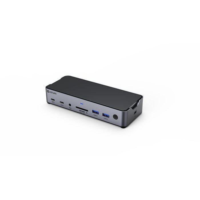 eSTUFF Estación de Acoplamiento USB-C Triple 4K, Doble HDMI y DisplayPort, Carga PD 100W, Ethernet Gigabit, 5x USB, para Windows y MacOS eSTUFF Estación de Acoplamiento USB-C Triple 4K, Doble HDMI y DisplayPort, Carga PD 100W, Ethernet Gigabit, 5x USB, para Windows y MacOS