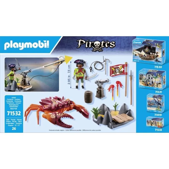 Playmobil Batalla Con El Cangrejo Gigante Set 71532 Pirates Con Cañón y Pinza +4 Años 4