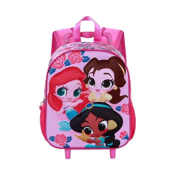 Disney Princesas Mochila Infantil 3D con Ruedas Pequeña Flowers Rosa 7L 2 Disney Princesas Mochila Infantil 3D con Ruedas Pequeña Flowers Rosa 7L 2