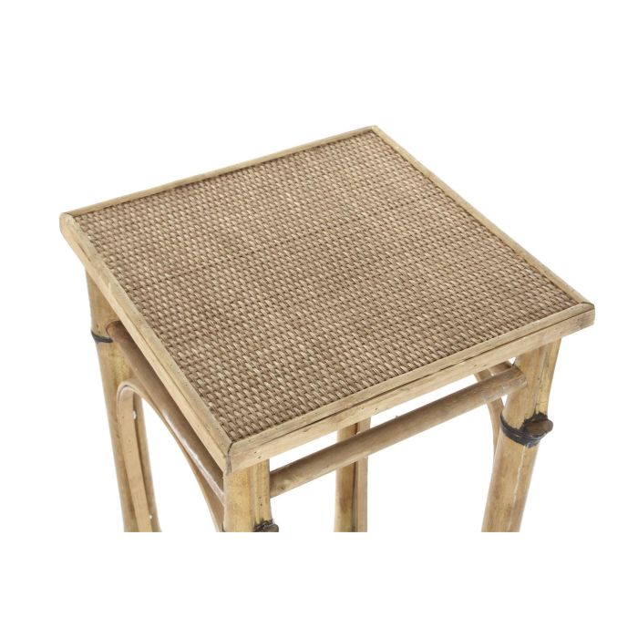 DKD Home Decor Mesita Auxiliar de Ratan Natural Estilo Balines, 36x85x36 cm, con Estante 1 DKD Home Decor Mesita Auxiliar de Ratan Natural Estilo Balines, 36x85x36 cm, con Estante 1