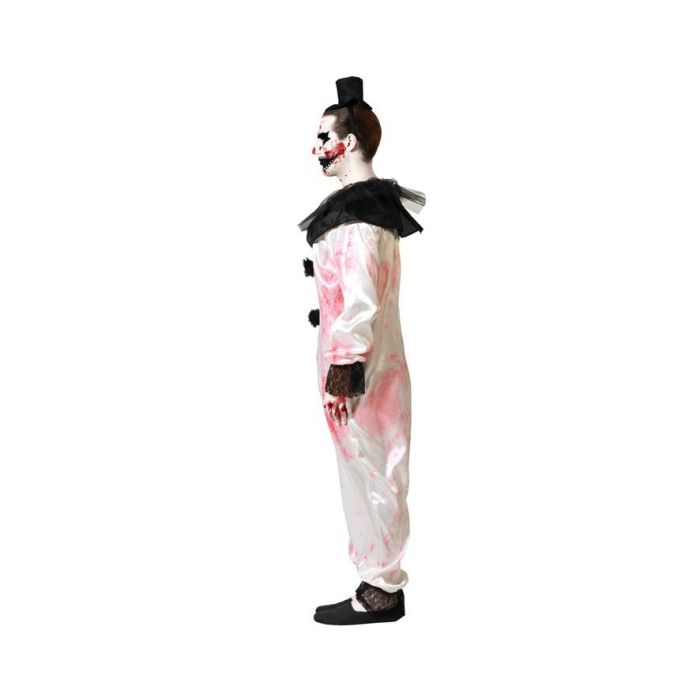 Disfraz Payaso Macabro Con Mono Blanco Y Detalles Negros Hombre Talla M-L