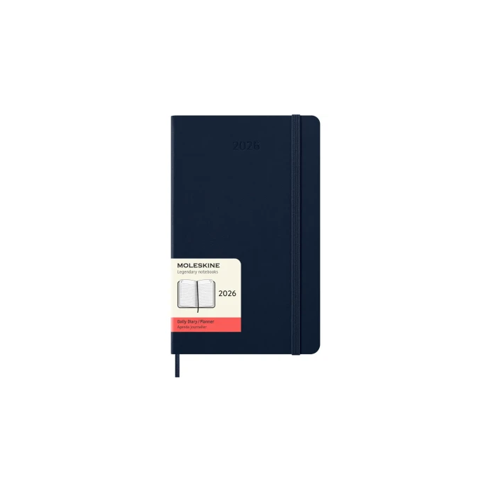 Moleskine DHB2012DC3Y26 Agenda 2026 Diaria 12 Meses Tapa Dura con Goma Elástica L (13x21cm) Azul Zafiro