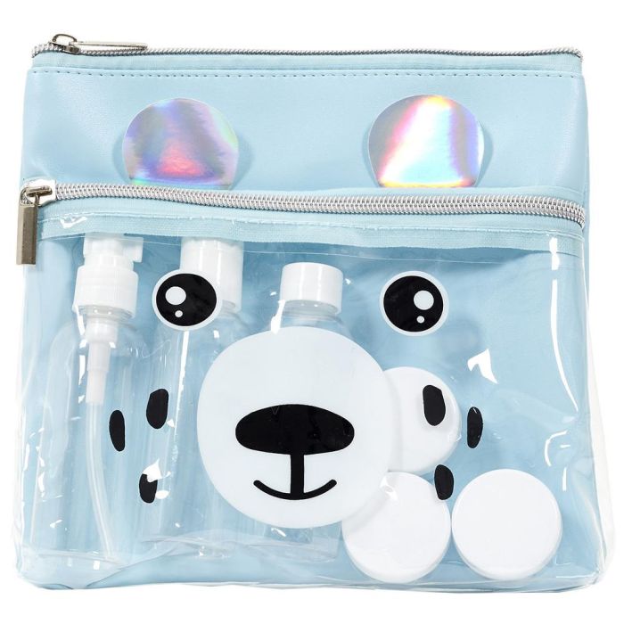 Tom et Zoe Kit Viaje Neceser Animal - Modelos Surtidos (Gato, Oso, Unicornio, Jirafa) con 3 Botellas y 3 Botes - Ideal Avión Cabina 3