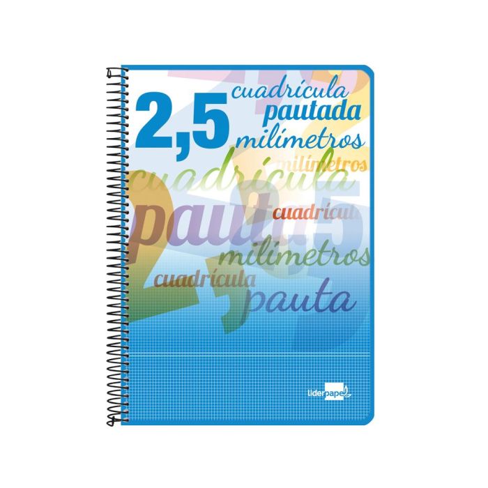 Cuaderno Espiral Liderpapel Cuarto Pautaguia Tapa Blanda 40H 75 gr Cuadro Pautado 2,5 mmcon Margen Colores Surtidos 10 unidades 1