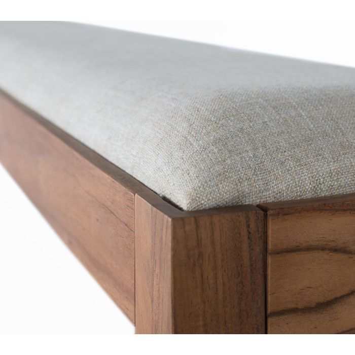 GINER Y COLOMER Banco Madera Maciza Acacia Tela Beige 180x42x50 cm 3 GINER Y COLOMER Banco Madera Maciza Acacia Tela Beige 180x42x50 cm 3
