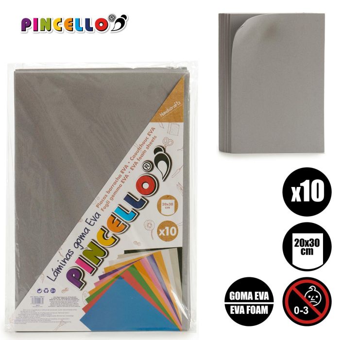 10 Láminas Goma Eva Gris 20x30 cm - Pincello (24 Unidades) 3 10 Láminas Goma Eva Gris 20x30 cm - Pincello (24 Unidades) 3