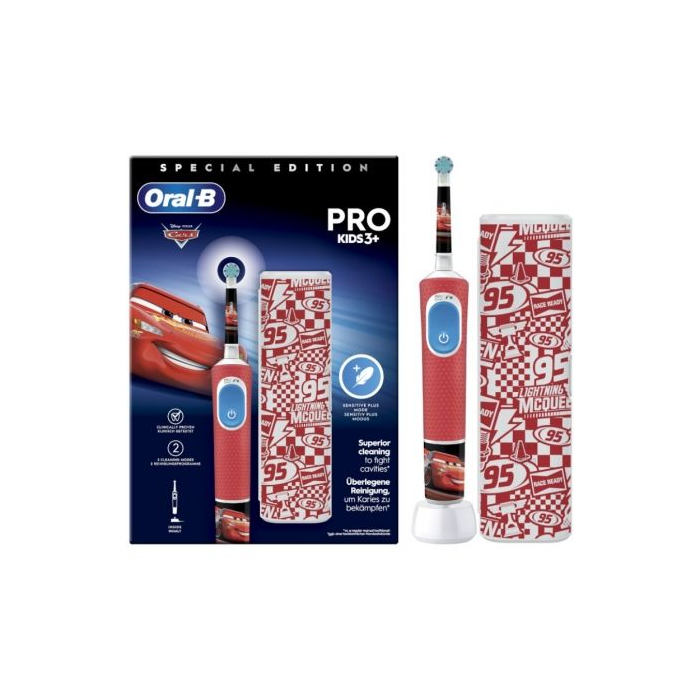 Oral-B Pro Kids Cars Cepillo Eléctrico Dental Infantil con 1 Recambio y App Disney Magic Timer para Niños a partir de 3 Años