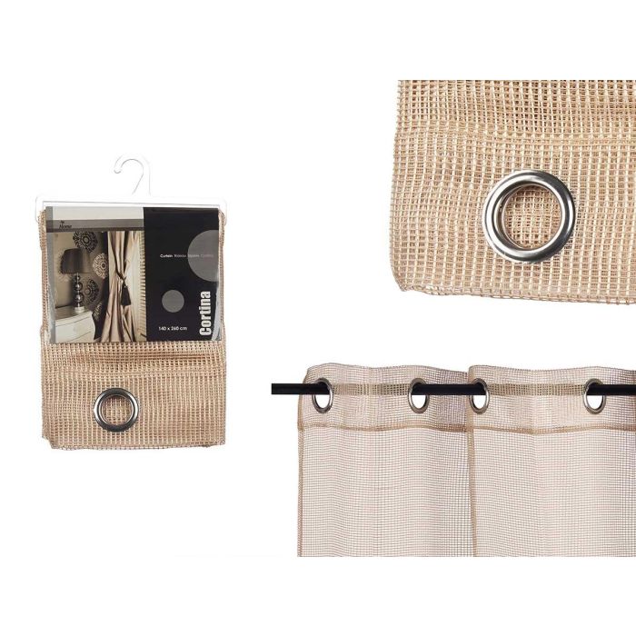 Cortina 140X260Cm 6 Ollaos Rejilla Beige Giftdecor (6 Unidades) Cortina 140X260Cm 6 Ollaos Rejilla Beige Giftdecor (6 Unidades)