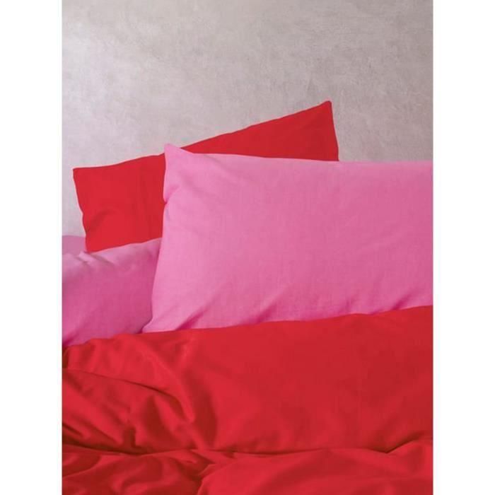 Juego de cama - 1 funda nórdica 220x240 cm + 2 fundas de almohada 60x60 cm - 100% algodón - Rojo 2 Juego de cama - 1 funda nórdica 220x240 cm + 2 fundas de almohada 60x60 cm - 100% algodón - Rojo 2