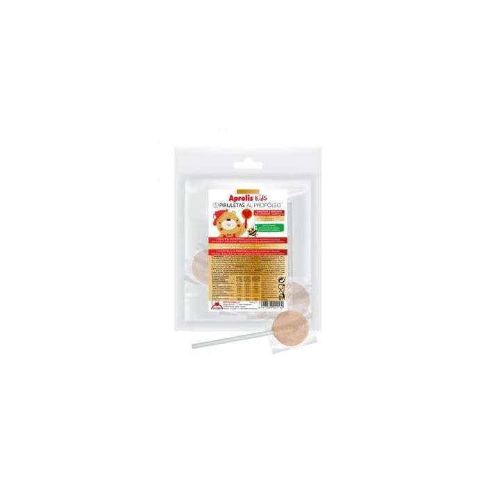 Aprolis Kids Piruletas con Propóleo y Malvavisco para Suavizar Garganta, Sabor Fresa, 18 Uds, Sin Gluten
