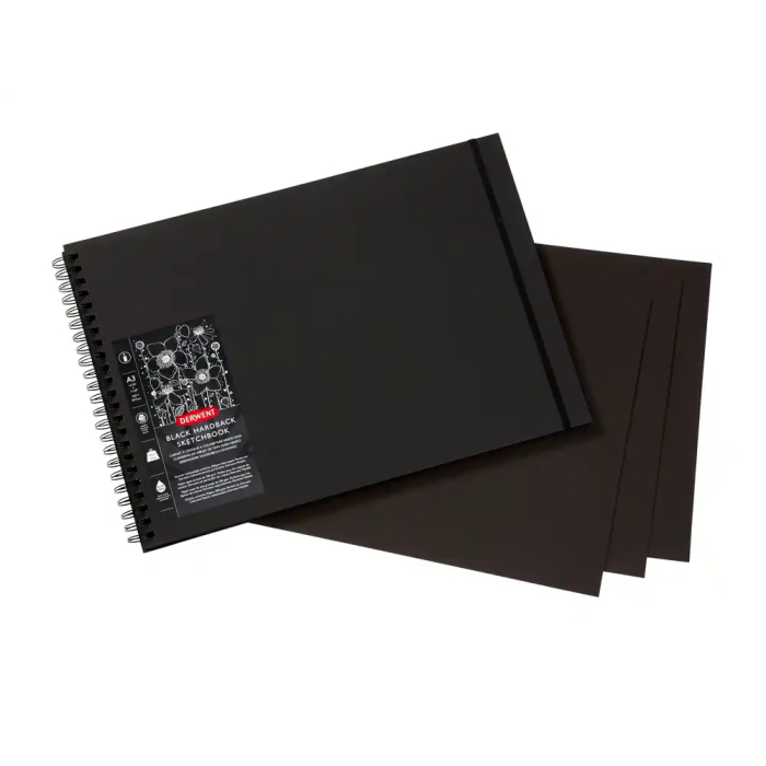 Derwent Bloc de Dibujo DIN A3 Apaisado 40 Hojas Papel Negro 200 gr 1