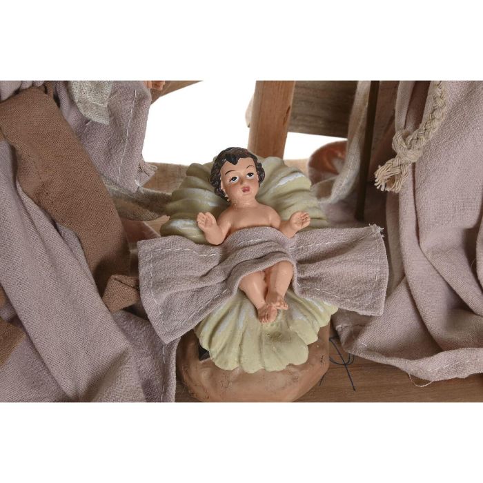 DKD Home Decor Nacimiento Navidad Tradicional Beige Marrón 15x30x30 cm MDF Poliéster 2