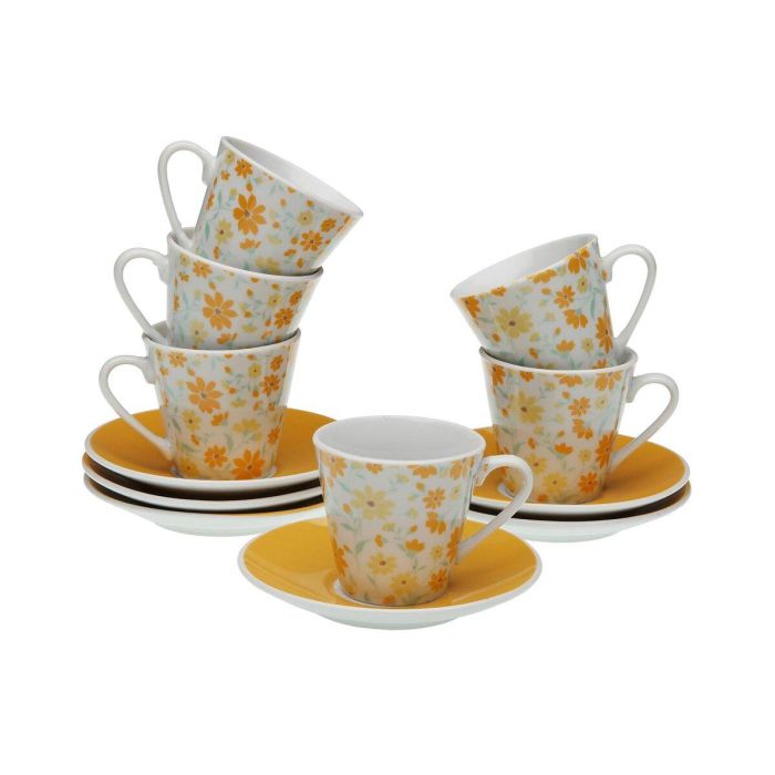 Juego de Tazas con Platos Versa Clivia Porcelana