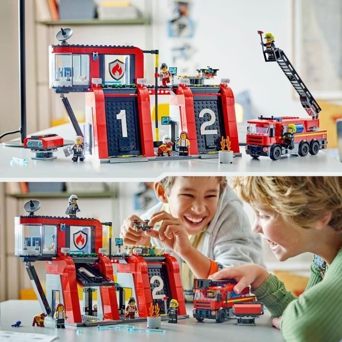 LEGO 60414 City Set de Construcción Estación de Bomberos y Camión de Bomberos con Figura de Perro y 5 Minifiguras 4