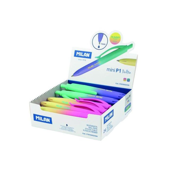 Boligrafo Milan Retractil P1 Touch Mini Sunset Surtido Expositor De 24