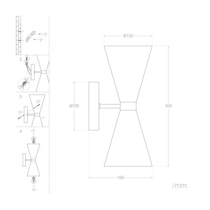 Aplique de Pared Kosice SKD-W1009 Diseño Retro con Casquillo E27 8