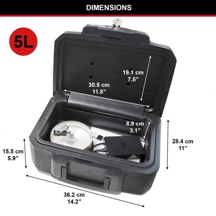 Master Lock Caja fuerte ignífuga transportable de 5L para documentos, USB y soportes multimedia, con cerradura de llave, negra. 4
