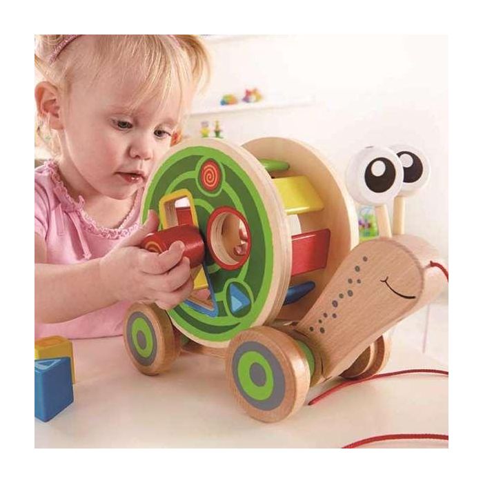 Hape Arrastre Caracol Encajable de Madera 30,10x18,6x11,20 cm 3