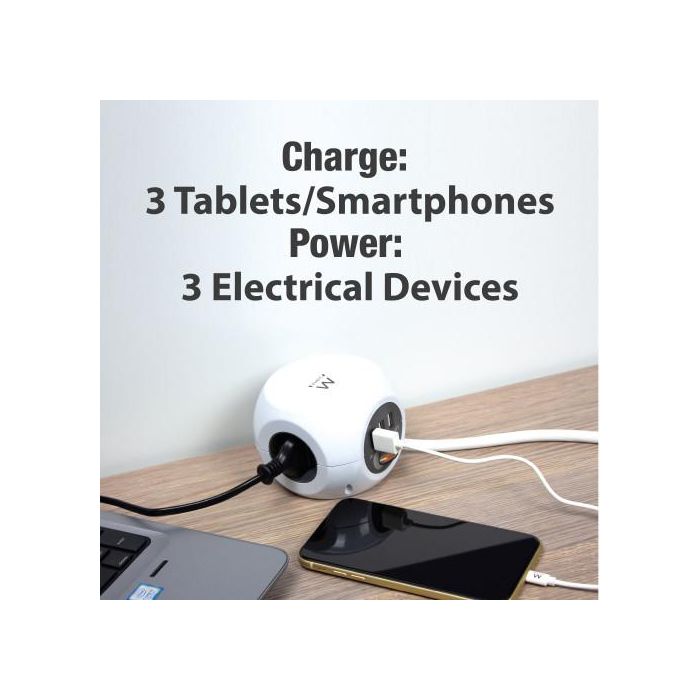 Regleta Enchufes Cubo Ewent EW3939 USB 5V 2A Blanco 3