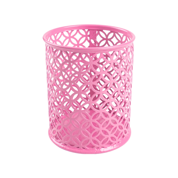 Q-connect Cubilete Portalapices Metal Rosa Redondo Diametro 80 mm Alto 100 mm 1