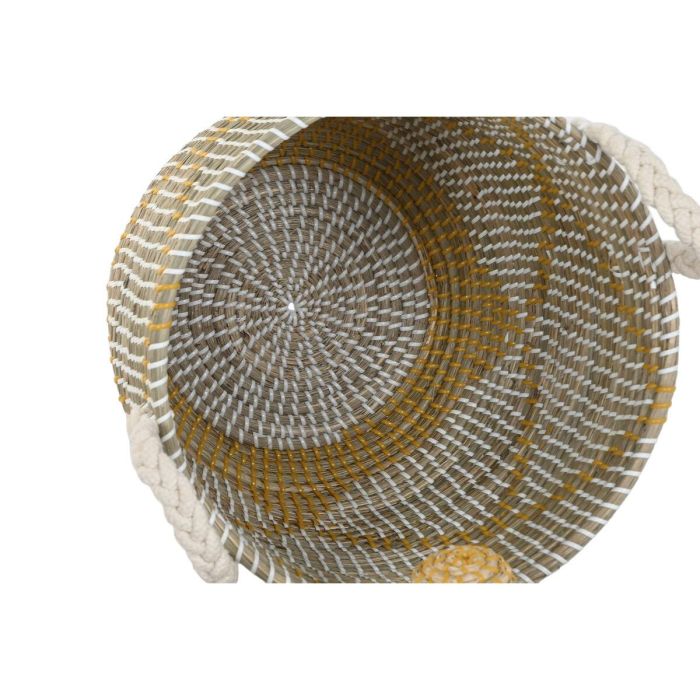 DKD Home Decor Cesta Boho de Seagrass y Algodón Hecha a Mano Coral Amarillo 41x57x41 cm Set de 2 1 DKD Home Decor Cesta Boho de Seagrass y Algodón Hecha a Mano Coral Amarillo 41x57x41 cm Set de 2 1