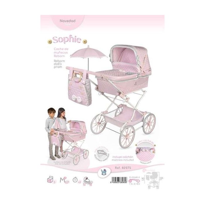 Decuevas Coche Reborn Plegable con Sombrilla y Bolso Sophie para Muñecas de hasta 55 cm 8