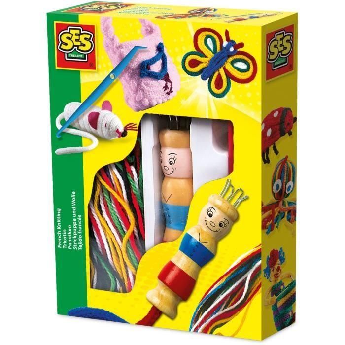 Ses Creative Tricotin para Tejer Lana y Hilos - Kit Completo con Hilos de Varios Colores, Juguete Creativo para Manualidades y Desarrollo Infantil