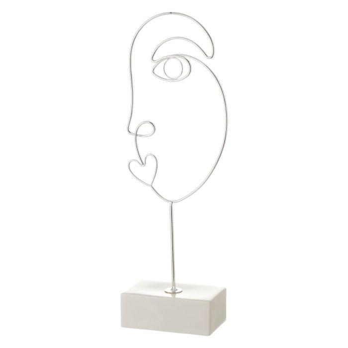 Figura Decorativa Blanco Plateado Cerámica Hierro 15,7 x 8 x 42,9 cm