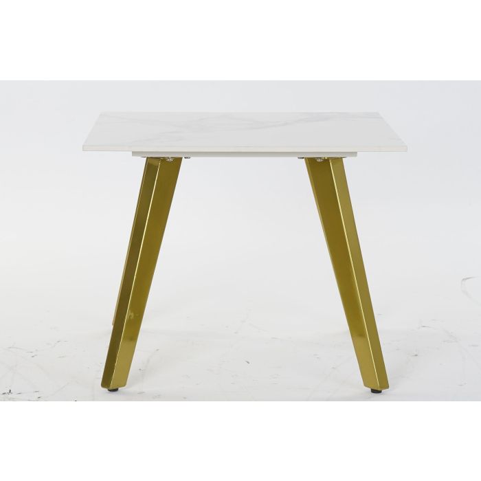 DKD Home Decor Mesita Auxiliar Moderna Reversible Doble Cara, de Metal y Cerámica en Dorado y Blanco, 60x48x60 cm 4 DKD Home Decor Mesita Auxiliar Moderna Reversible Doble Cara, de Metal y Cerámica en Dorado y Blanco, 60x48x60 cm 4