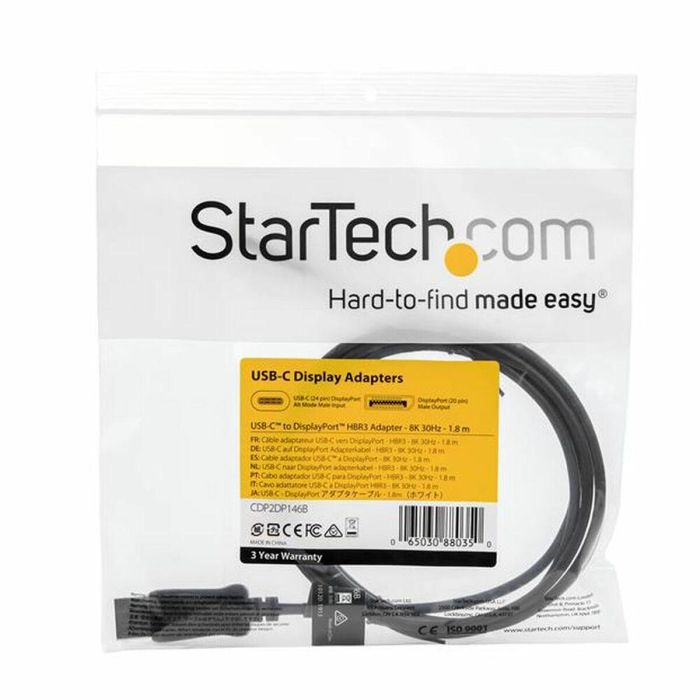 Adaptador USB C a DisplayPort Startech CDP2DP146B (1,8 m) Negro 1 Adaptador USB C a DisplayPort Startech CDP2DP146B (1,8 m) Negro 1