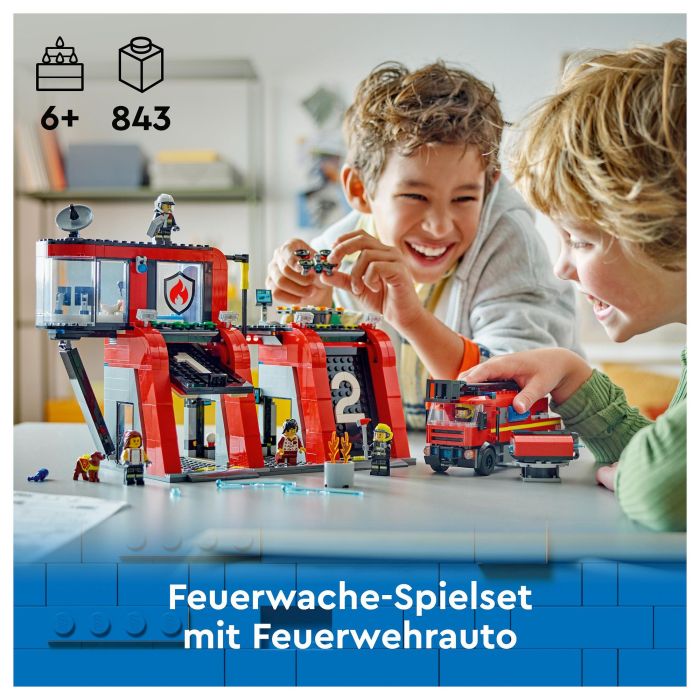 LEGO 60414 Estación de Bomberos y Camión de Bomberos, Figura de Perro de Juguete y 5 Minifiguras, Regalo Infantil 19