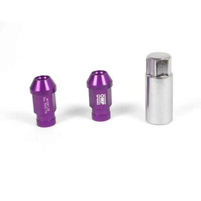 Set Tuercas OMP 7075 M12 x 1,25 40 mm 20 uds Violeta Set Tuercas OMP 7075 M12 x 1,25 40 mm 20 uds Violeta