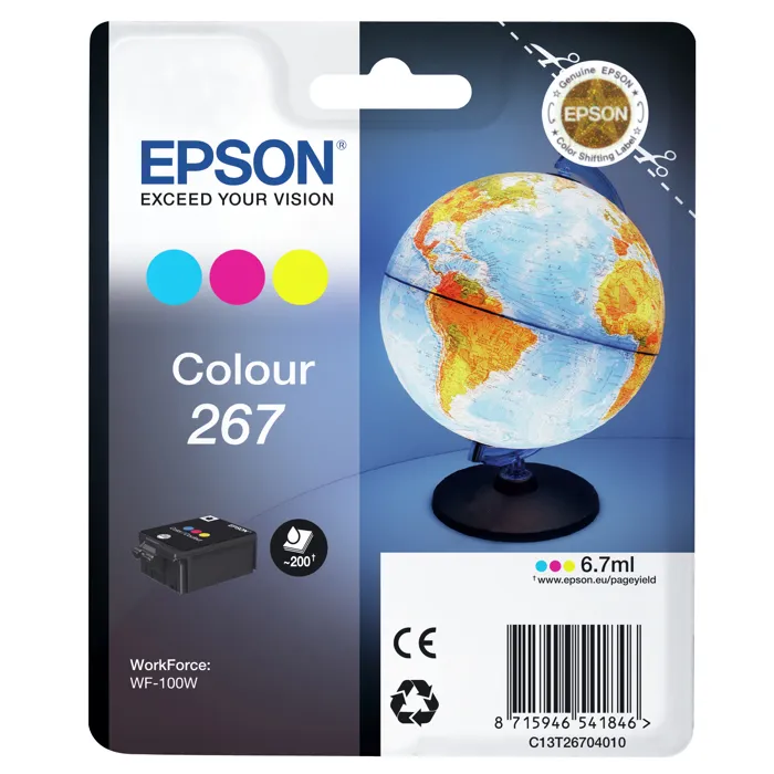 Epson Cartucho de tinta 267 Cian, Magenta y Amarillo Capacidad Estándar 200 páginas 2 Epson Cartucho de tinta 267 Cian, Magenta y Amarillo Capacidad Estándar 200 páginas 2