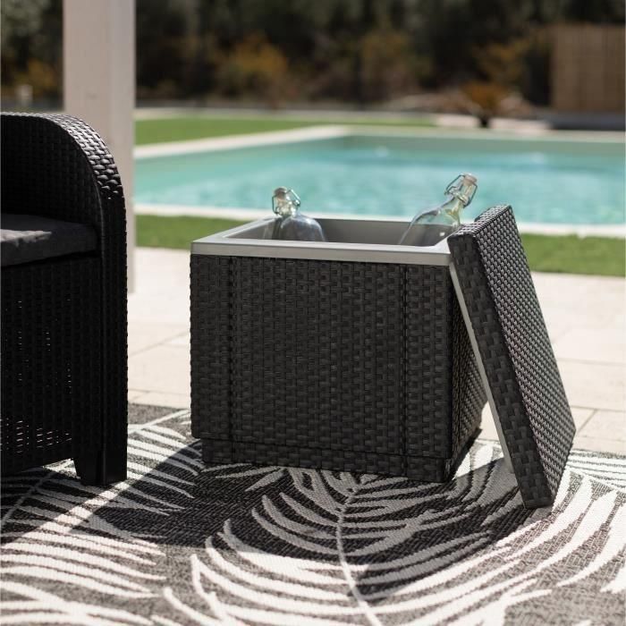 Mesa de centro con aislamiento de resina tejida ALLIBERT - Gris 4 Mesa de centro con aislamiento de resina tejida ALLIBERT - Gris 4