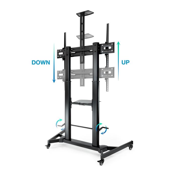 TooQ ZEUS Soporte de Suelo con Ruedas, Regulación de Altura, para Pantallas 60"-100", Negro - FS20400HM-B 3