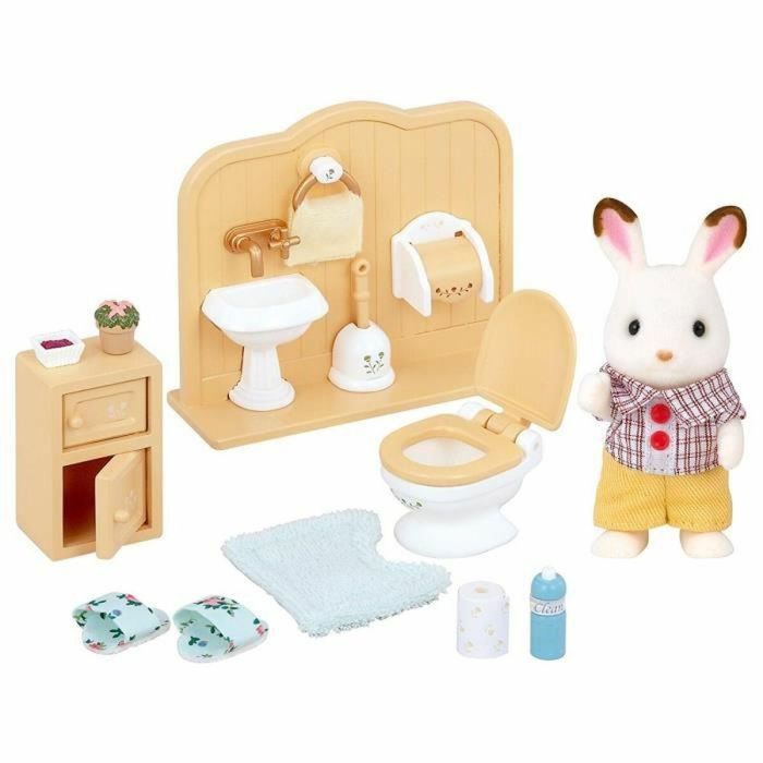 Sylvanian Families 5015 Accesorios de Baño con Figura Chocolate Rabbit Boy, 16 Piezas, para Casa de Muñecas, Edad +3 0 Sylvanian Families 5015 Accesorios de Baño con Figura Chocolate Rabbit Boy, 16 Piezas, para Casa de Muñecas, Edad +3 0