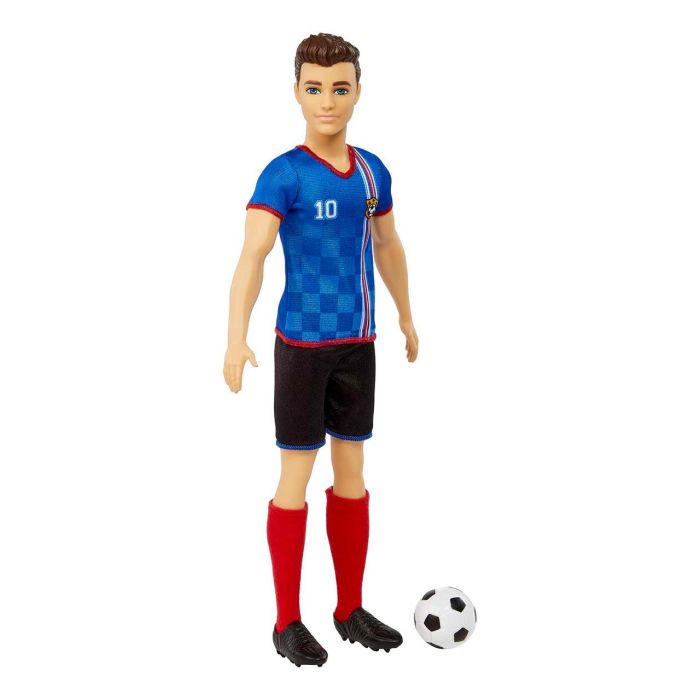 Barbie Hcn15 Muñeco Ken Futbolista con Camiseta Azul, Pantalones Negros y Medias Rojas - Incluye Balón (29,2 cm) 3 Barbie Hcn15 Muñeco Ken Futbolista con Camiseta Azul, Pantalones Negros y Medias Rojas - Incluye Balón (29,2 cm) 3