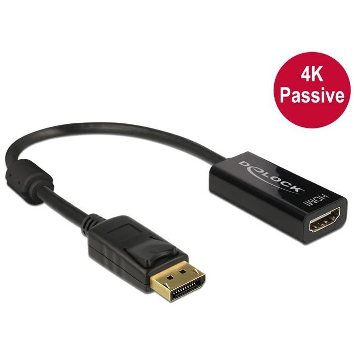 DELOCK Adapterkabel DisplayPort 1.2 Stecker > HDMI Buchse schwarz 4K Passiv 1 DELOCK Adapterkabel DisplayPort 1.2 Stecker > HDMI Buchse schwarz 4K Passiv 1