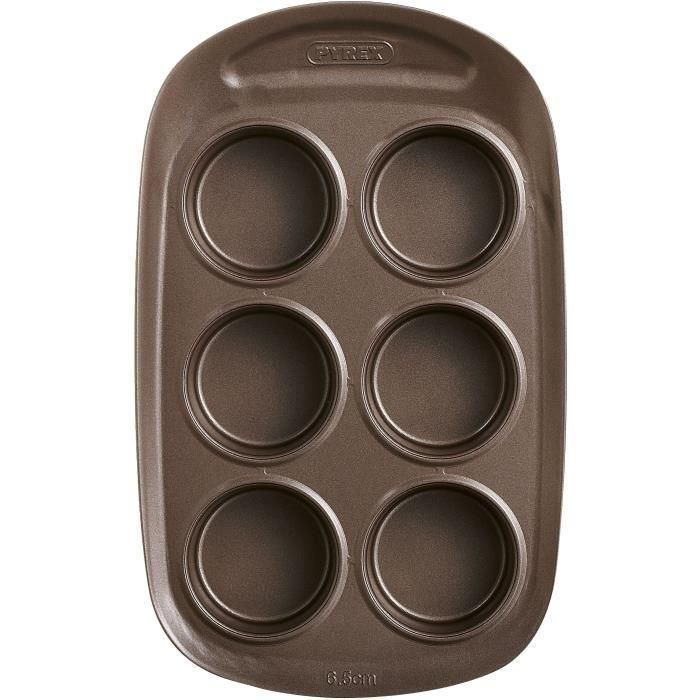 Pyrex 1452001 Molde para muffins Redondo, Acero al carbono, Antiadherente, 6 cavidades 2